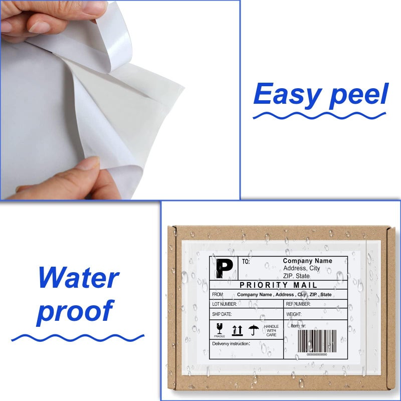 MFLABELÂ® Clear Top Loading Shipping Label Envelopes - Tear-Resistant Self-Adhesive Pouches (7.5"x5.5") Holds Packing Slips & Docs - 100 Pack - Image 4